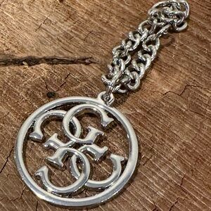 Guess Silver Logo Pendant Charm